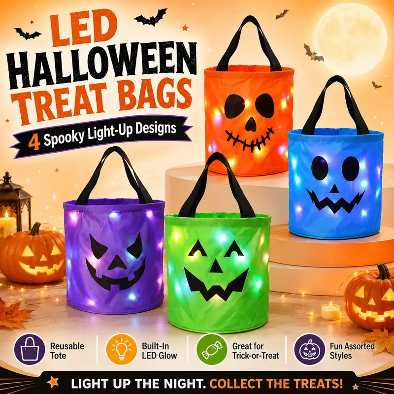 🎃 LED Light-Up Halloween Candy Bags – Make Every Candy Hunt Glow!