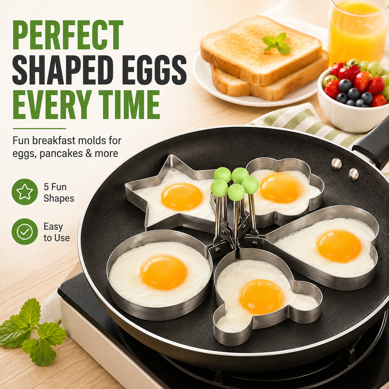 🍳Breakfast Egg & Pancake Mold-Cook Perfect Shapes Every Time