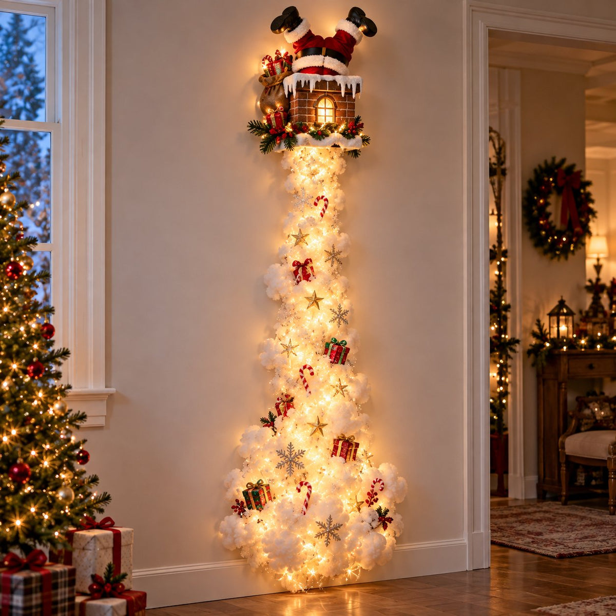 Santa chimney glowing Christmas wall trail