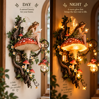 🧚 Enchanted Fairy Mushroom Wall Light – Magical 3D Forest Décor
