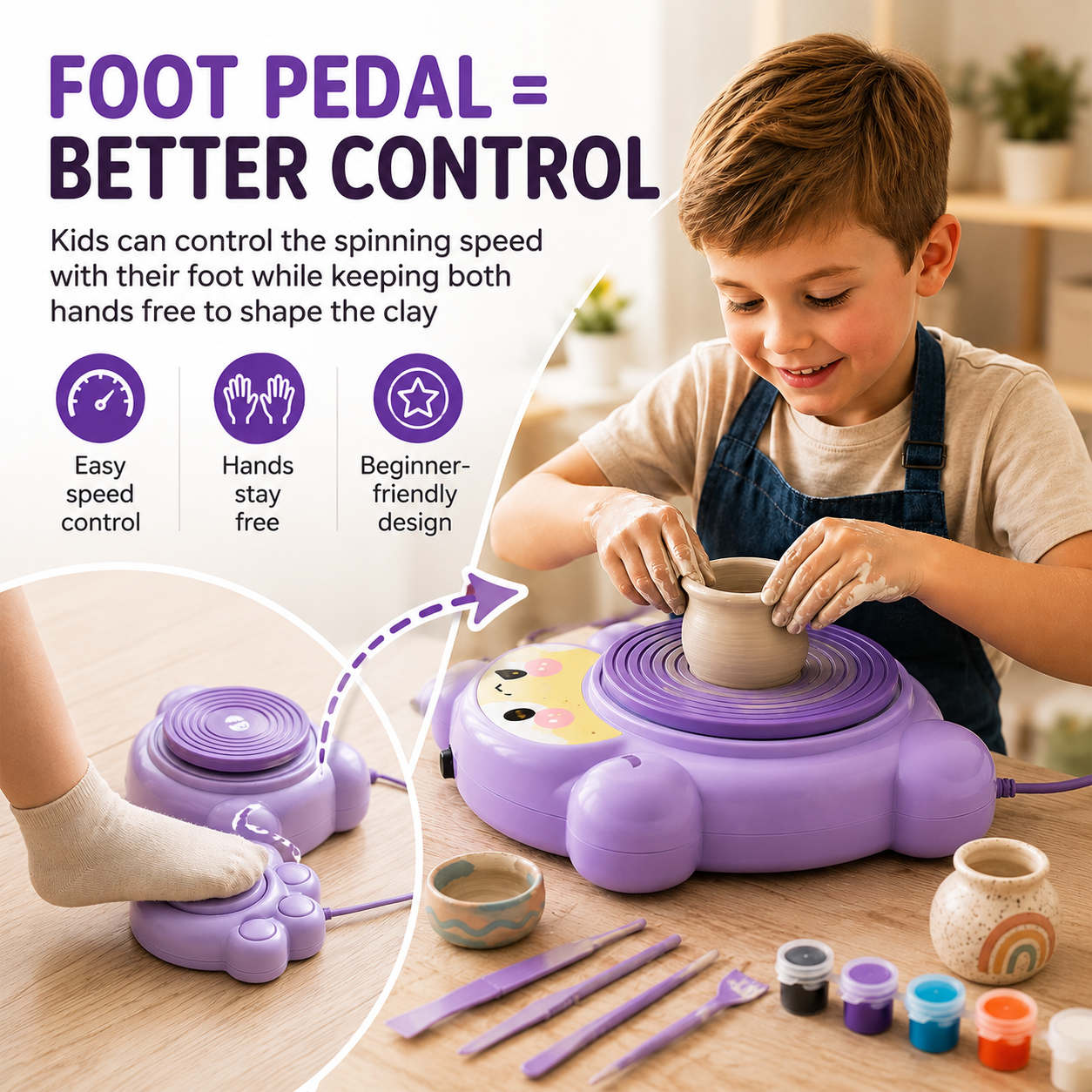 🏺Kids Electric Pottery Wheel Kit