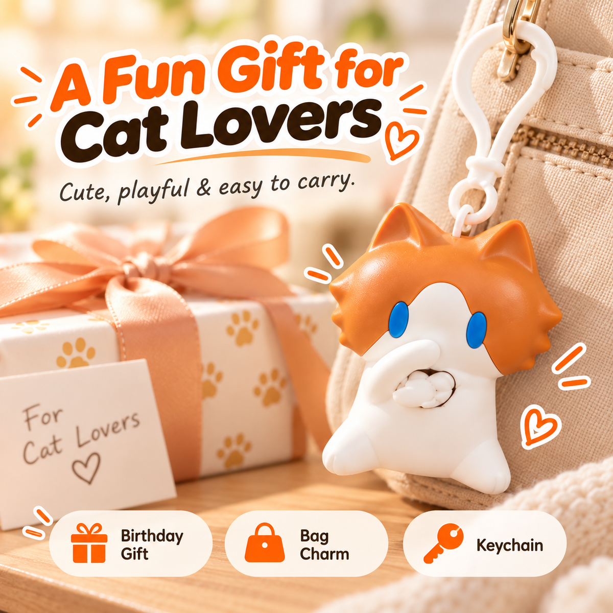 🐱 Pull-to-Wave Cat Charm – The Tiny Cat That Waves Back
