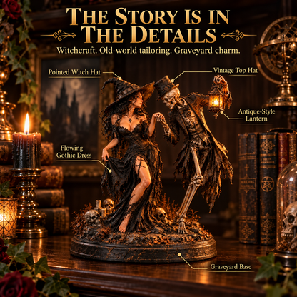 🖤 Till Death Do Us Part Gothic Couple Figurine | Witch & Skeleton Dark Romance Décor