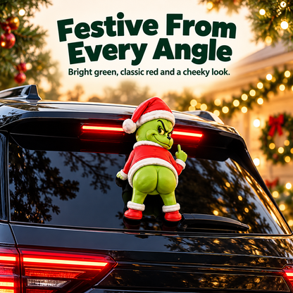 🎅 Funny Grinch Rear Window Car Decor, Water Spray Christmas Grinch Ornament for SUV Rear Windshield, Holiday Prank Car Decoration