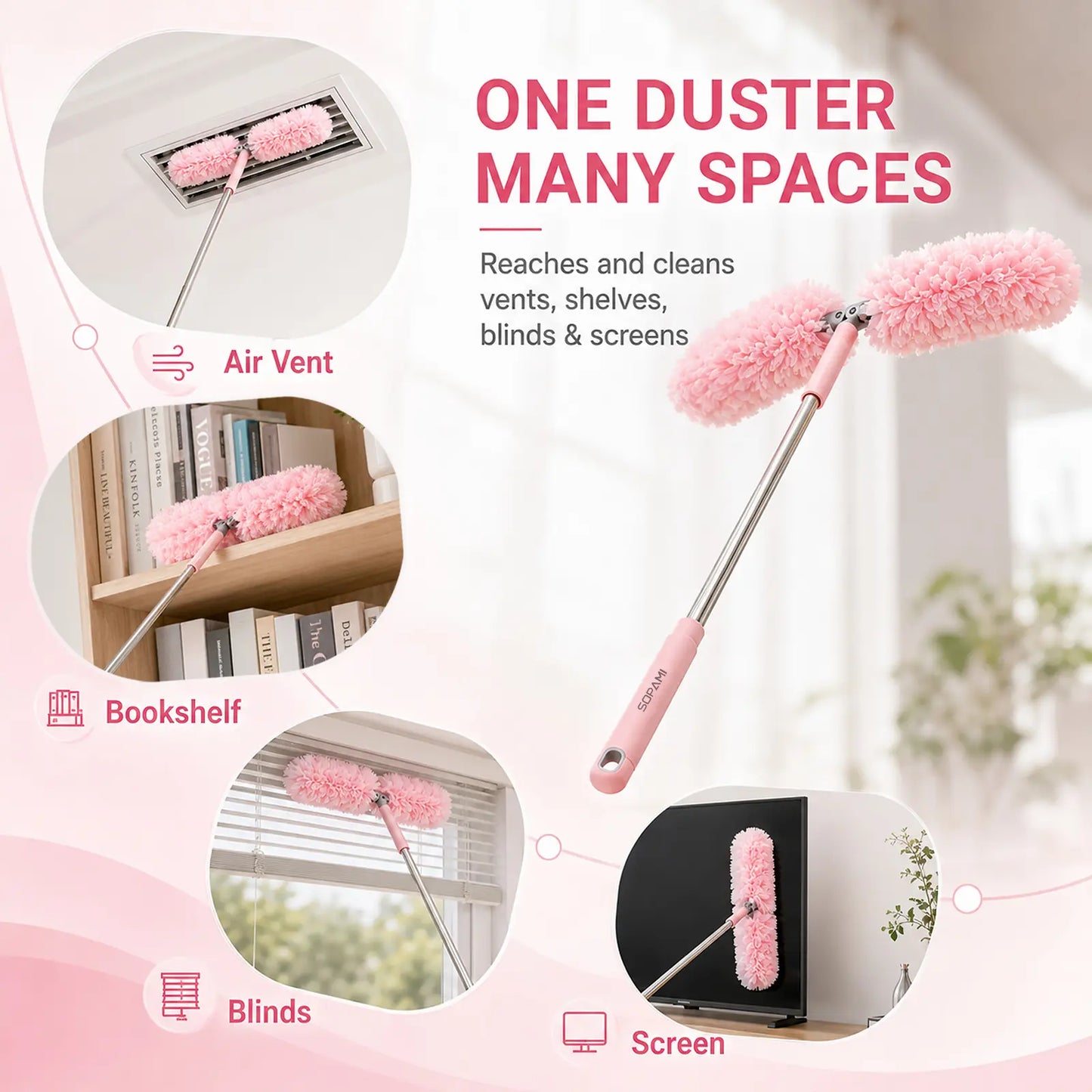 🌞7FT Extendable Microfiber Duster with Washable Flexible Head