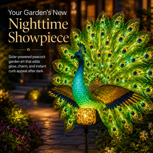 🦚 Solar Peacock Garden Light — Decorative Day & Night Garden Art