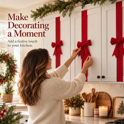 🎄 Christmas Cabinet Door Bow Wraps – Give Your Kitchen a Gift-Wrapped Look