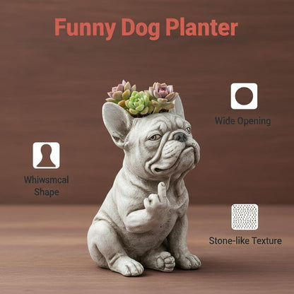 Funny French Bulldog Planter – Cute Dog Plant Pot & Home Decor