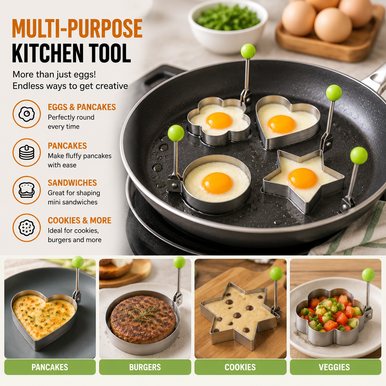 🍳Breakfast Egg & Pancake Mold-Cook Perfect Shapes Every Time