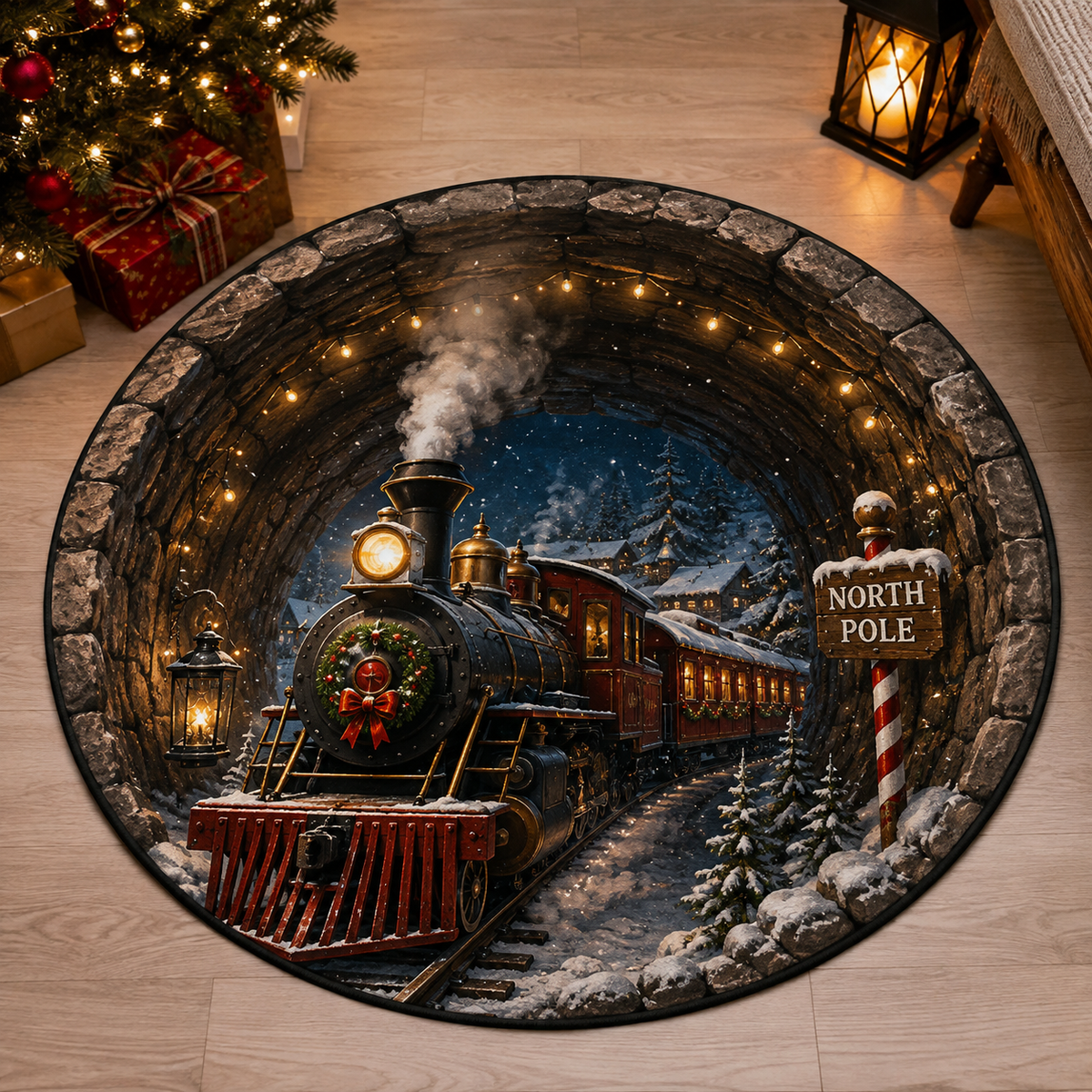 🎄 Christmas 3D Illusion Rug – Magical Holiday Portal Floor Decor