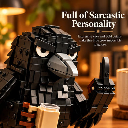 ☕ Sarcastic Coffee Crow Building Set – Funny Crow Desk Decor & Unique Gift for Coffee Lovers 🐦‍⬛