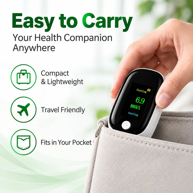 🩸 Non-Invasive Glucose Monitor with Clear OLED Display ✨