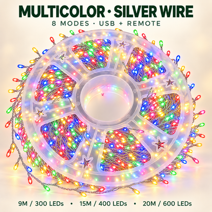 ✨ Fill Every Branch with Light — USB Cluster Christmas Lights with Remote | 8 Modes, 300–600 LEDs
