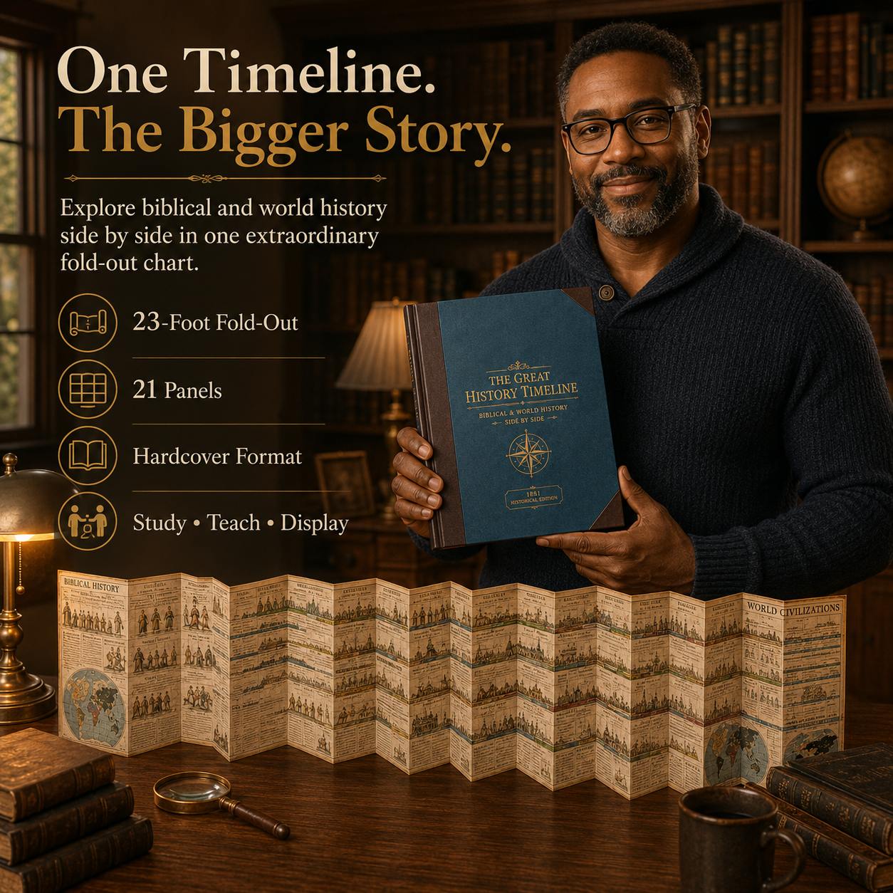 📜 6,000 Years of Biblical & World History — One Fold-Out Timeline