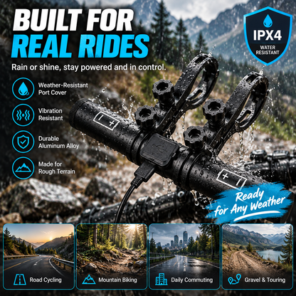 🚴 Powered Bike Handlebar Extender – Extra Mounting Space + USB Charging