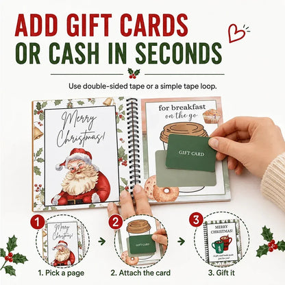🔥 Christmas Gift Card Book – 12 Gift Card Pages & Personal Message Holder