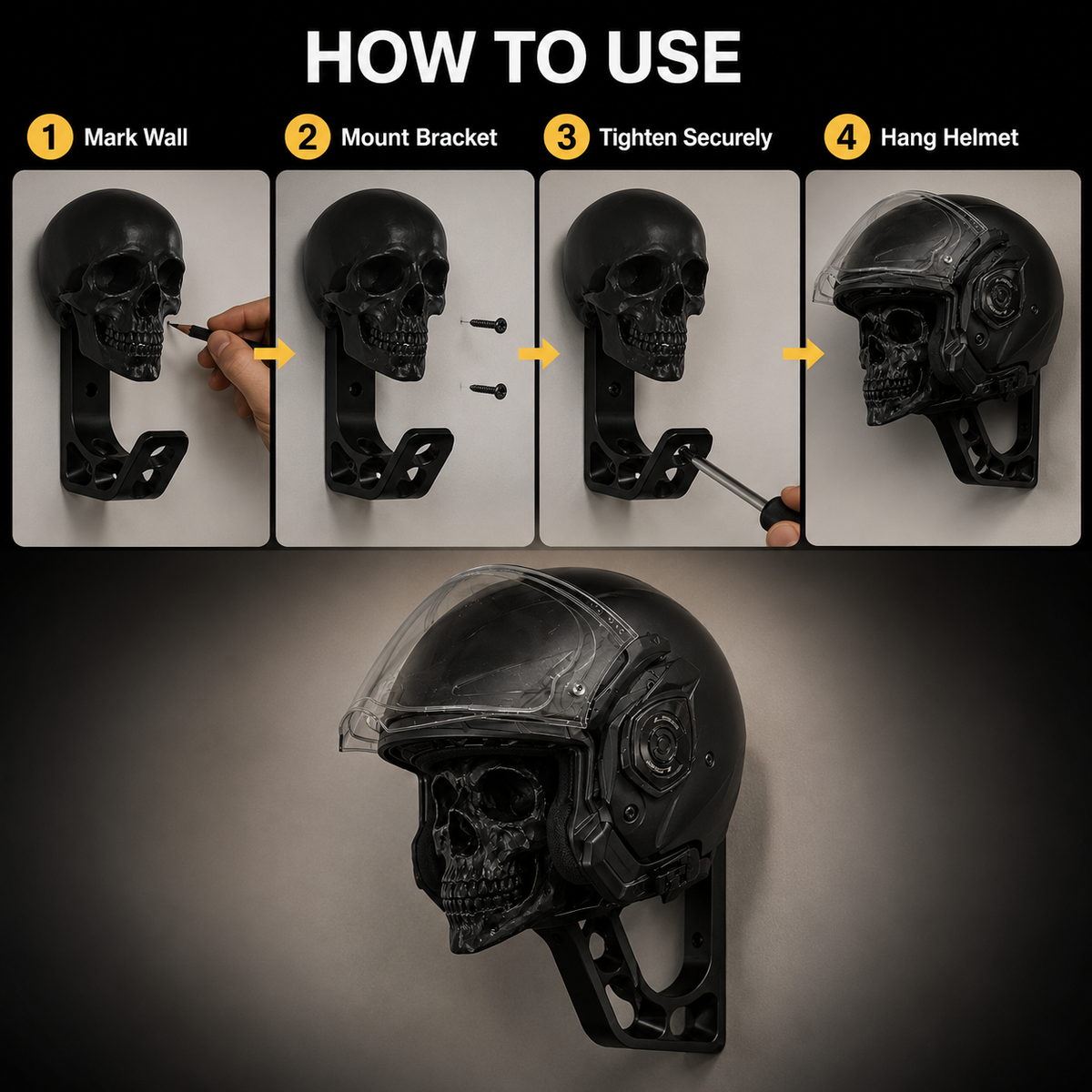 🏍️Skull Motorcycle Helmet Wall Mount