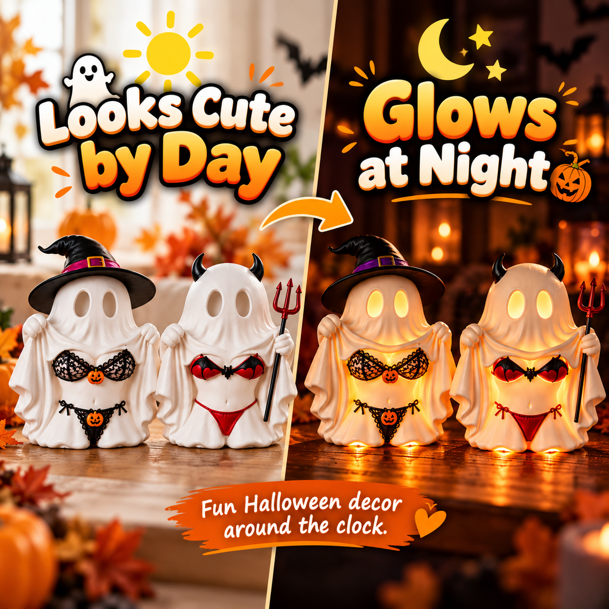 🎁 Cheeky Ghost Halloween Tabletop Decor – 5 Mischievous Styles