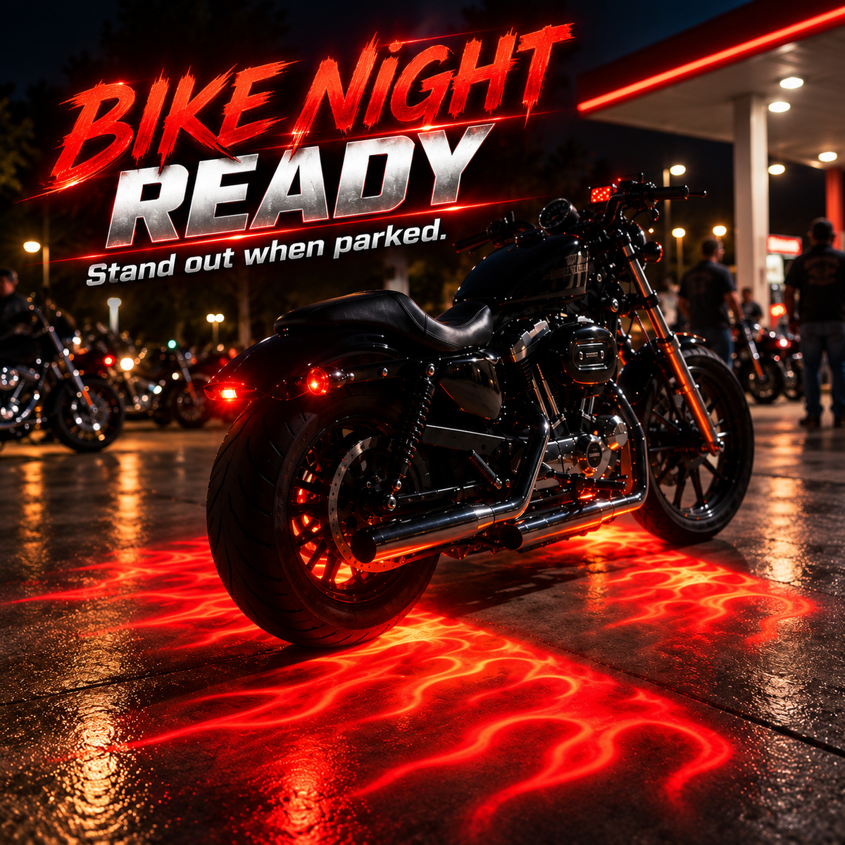 🔥 Motorcycle Flame Ground Projector Kit – Dual 12V Adjustable Underbody Lights