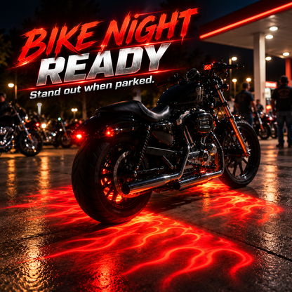 🔥 Motorcycle Flame Ground Projector Kit – Dual 12V Adjustable Underbody Lights