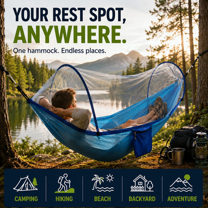 2-in-1 Mosquito Net Camping Hammock – Your Comfortable Escape Outdoors