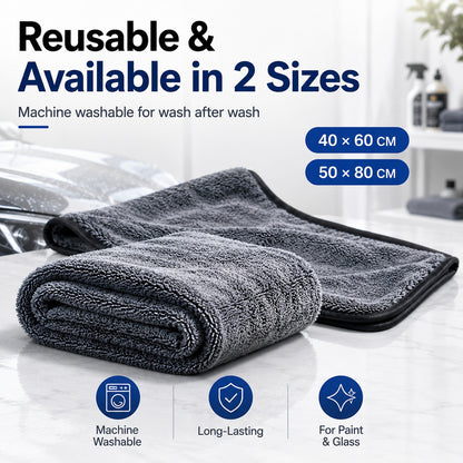 💧 Super Absorbent Microfiber Car Drying Towel – Streak-Free & Scratch-Free