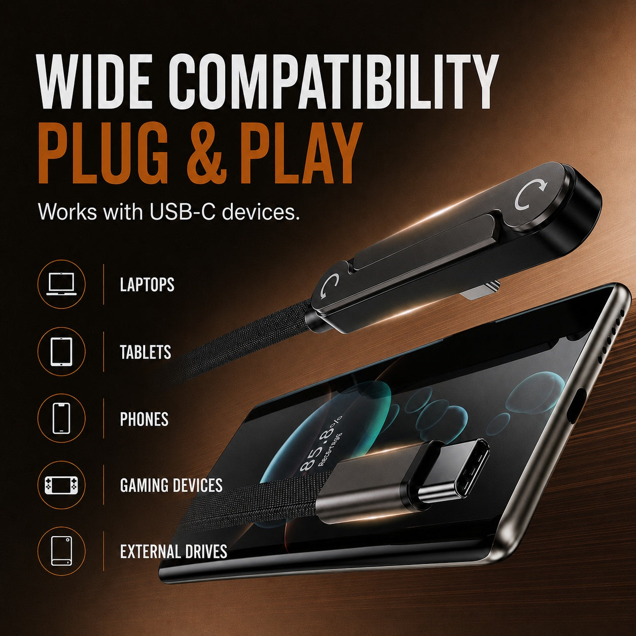⚡ USB-C Charging Cable with Built-In Phone Stand – Charge, Watch & Play