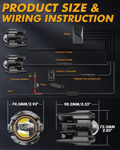 ✨3 Inch Motorcycle LED Spotlight