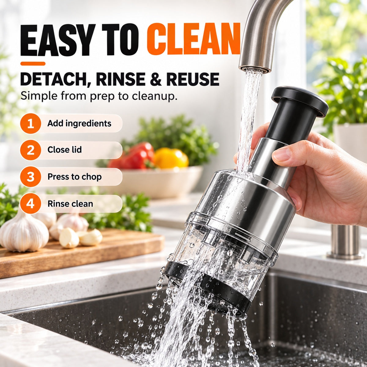 Chop Garlic Faster – Press-Down Manual Food Chopper