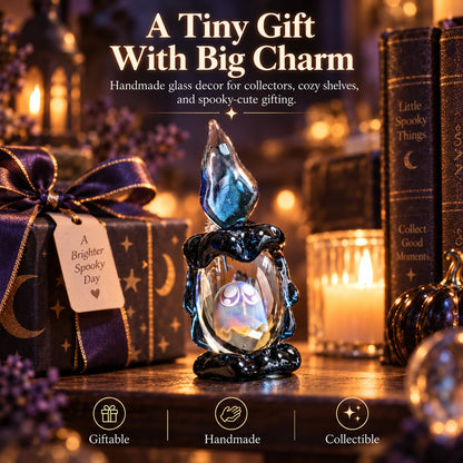 👻 Ghost in Candle Handmade Glass Figurine — Spooky-Cute Collectible Decor