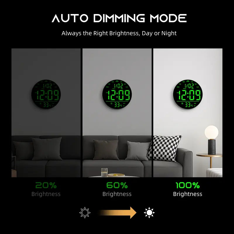 🌈 10' RGB Smart Wall Clock – Futuristic LED Digital Clock with Music Sync & Ambient Lights