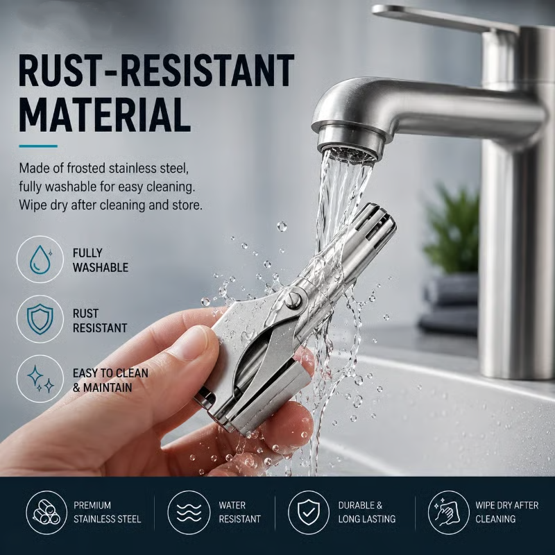 💥Buy 1 get 1 free 🔥Manual Nose Hair Trimmer – Stainless Steel 360° Trimmer, Waterproof & No Battery Required