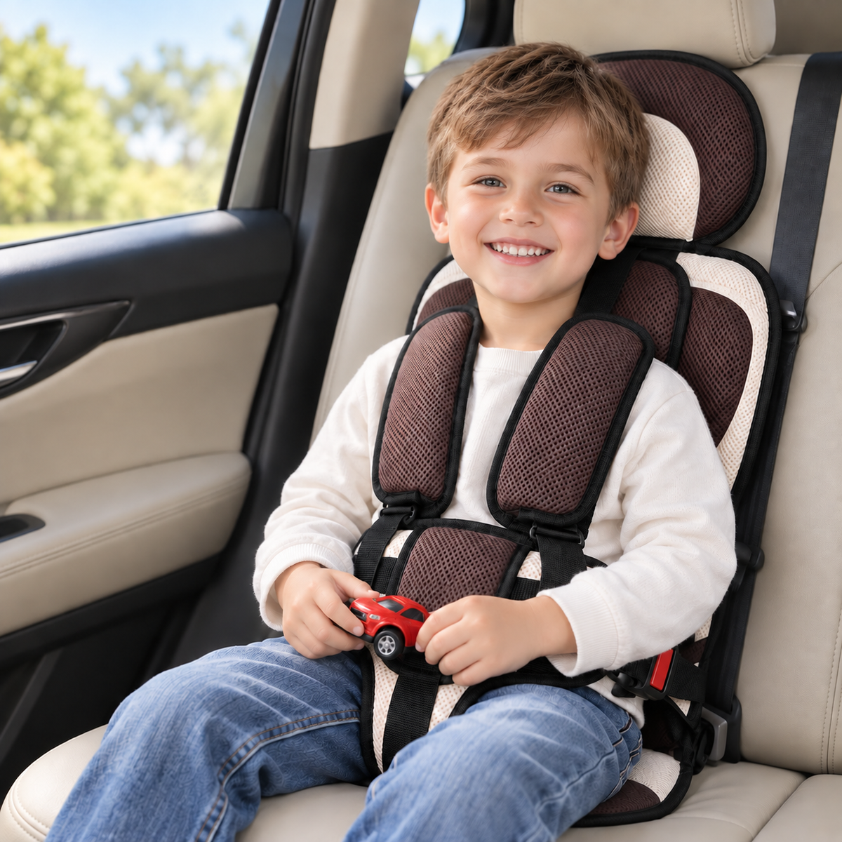 🧒 50% OFF NOW! 🚗 Foldable Child Car Safety Seat – Lightweight, Portable & Fits 0-12 Years – For Cars, Planes & Trains 🛡️