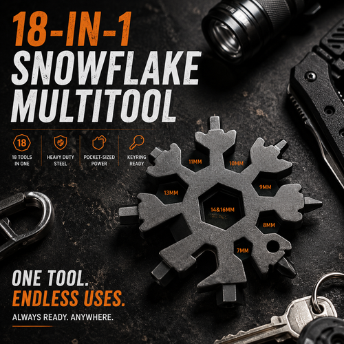 18-in-1 Stainless Steel Snowflake Pocket Multitool