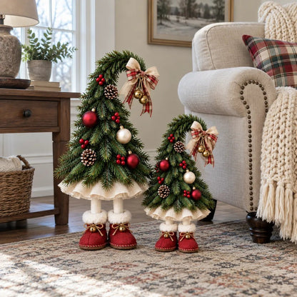 🎄 Whimsical Christmas Elf Tree – Cute Red Boots & Vintage Holiday Charm