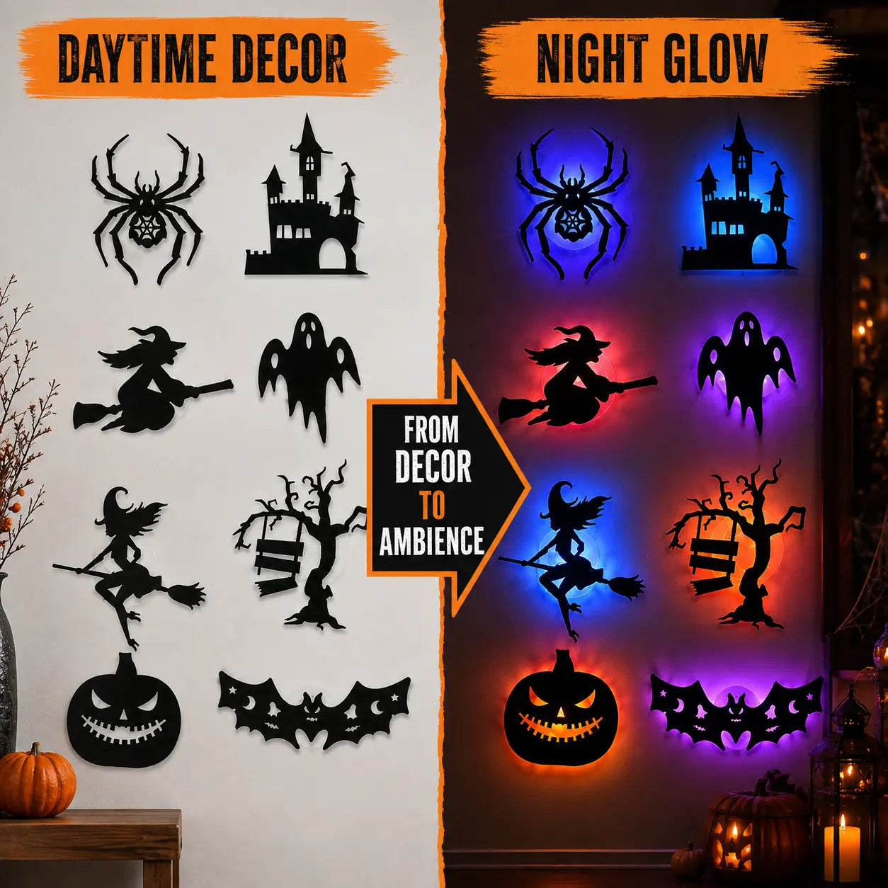 🎃Halloween LED Silhouette Wall Light Stickers