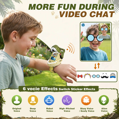 Kids Video Walkie-Talkies 2-Pack, Dinosaur Wrist Two-Way Video Chat Toy