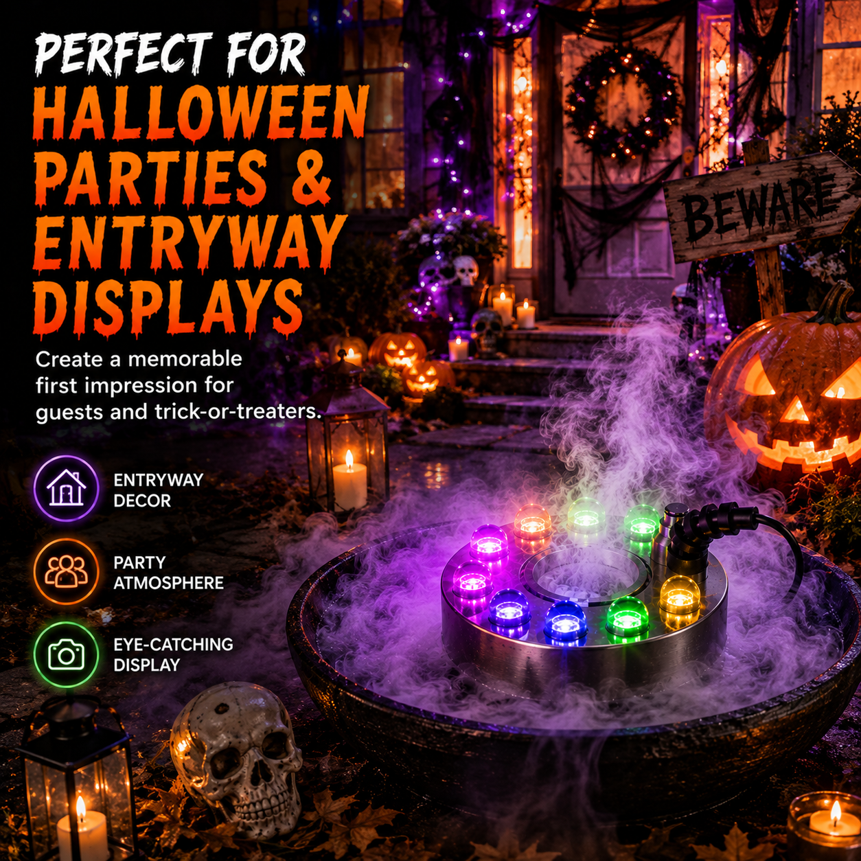 🌫️ Ultrasonic Mist Maker Fogger-🎃Turn Water Into Spooky Glowing Fog