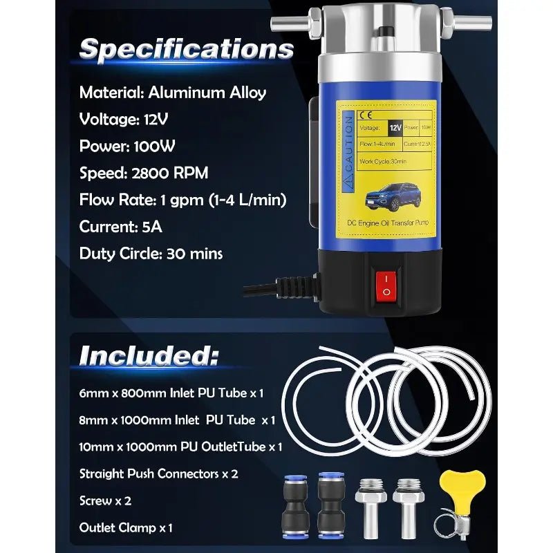 🚗🔧Oil Pump 12V 100W, Oil Extractor Pump for Engine Oil Change