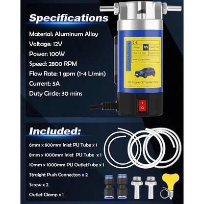 🚗🔧Oil Pump 12V 100W, Oil Extractor Pump for Engine Oil Change