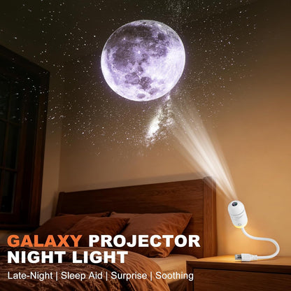 2-in-1 Galaxy Projector Night Light,USB Portable Galaxy Star Projector Night Light,Galaxy Night Light Projector,Starry Night Projector for Bedroom, Mini LED Nightlight Wall Lamp (6 Projection Films)