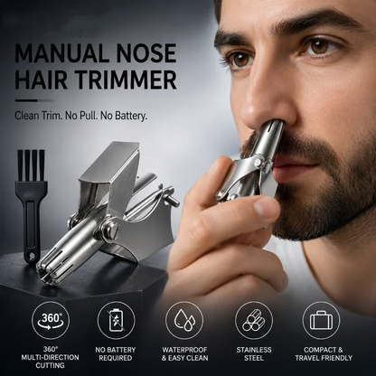 💥Buy 1 get 1 free 🔥Manual Nose Hair Trimmer – Stainless Steel 360° Trimmer, Waterproof & No Battery Required