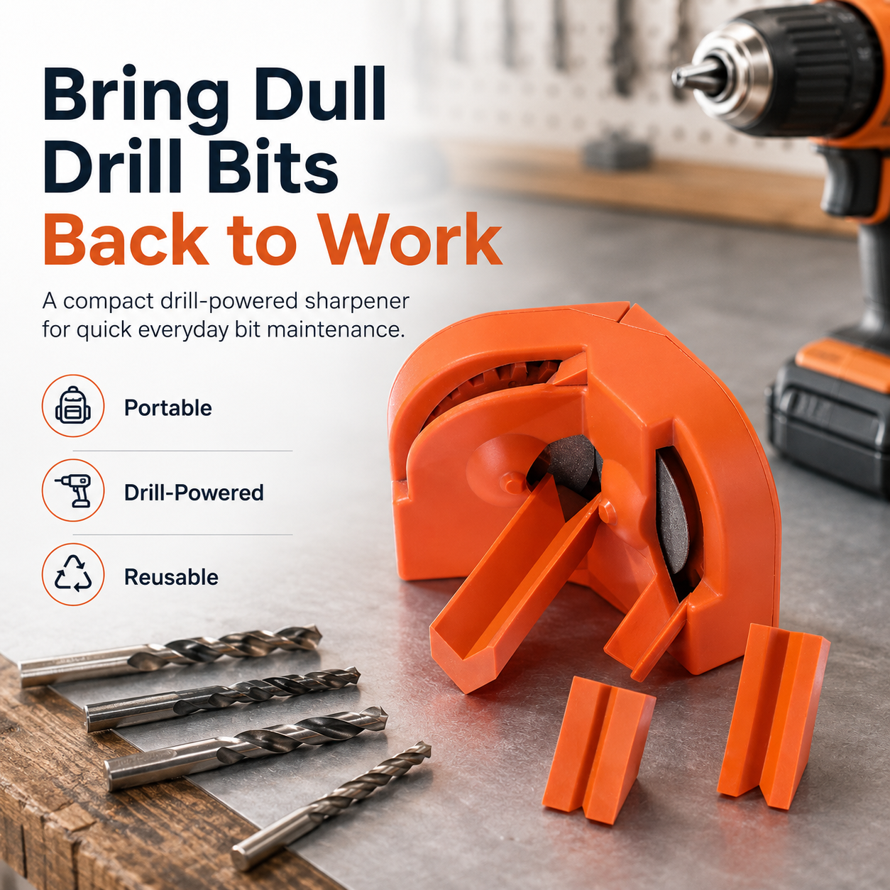🔧Portable Drill Bit Sharpener | 2–16mm Diamond Wheel Bit Sharpener