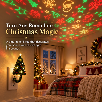 🎄 Christmas Tree Plug-In Projector Night Light – Festive Ceiling & Wall Holiday Display