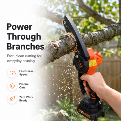 🌿 Cordless Mini Chainsaw – Branch Pruning & Leafy Overgrowth Cleanup Saw