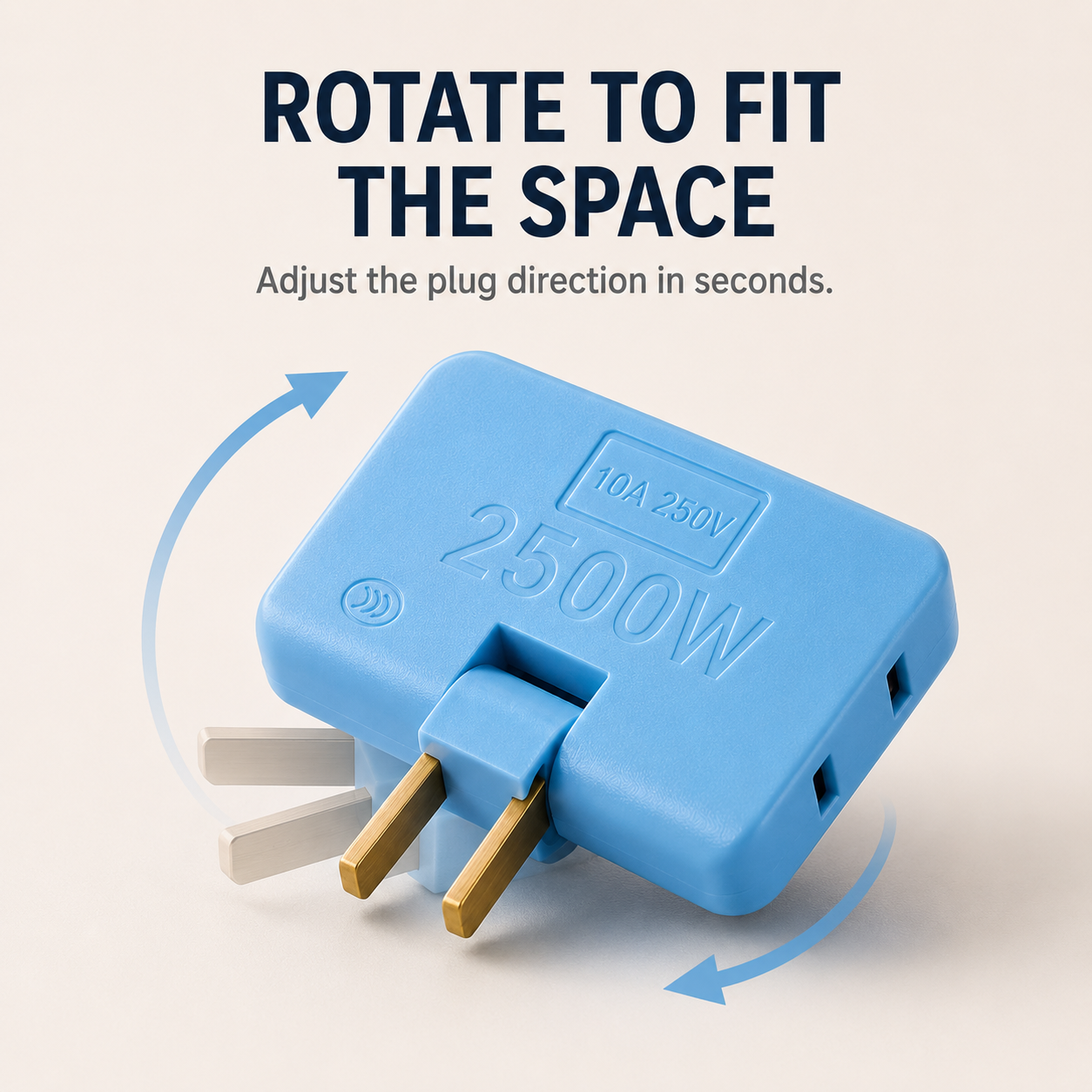 🔌 Rotating 3-Outlet Flat Plug Adapter – Save Space & Reduce Cord Bending