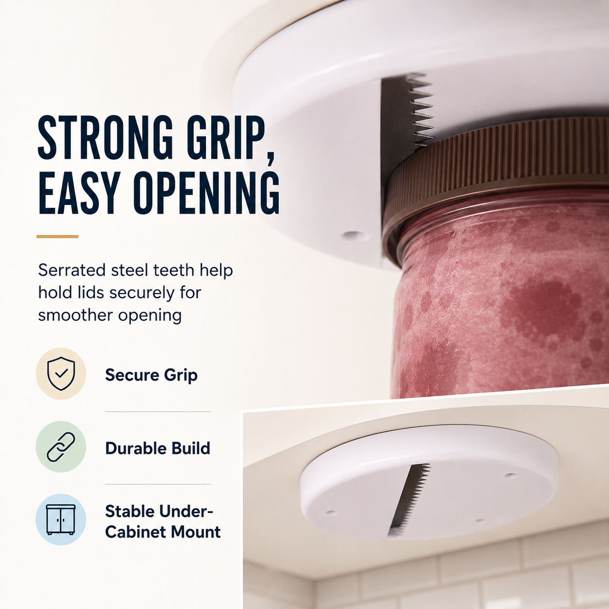 🔓 Under-Cabinet Jar Opener – Easy-Grip Lid Opener for Effortless Kitchen Use