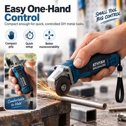 🔧 Mini Cordless Metal Cutting Tool – Compact Brushless Angle Grinder for DIY Repairs