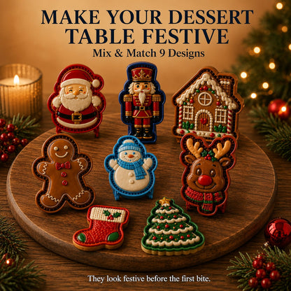 🎄 9-Design Christmas Mini Pie Mold Collection | Reusable Embossed Molds for Shaping Detailed Santa, Snowman, Reindeer, Tree & Holiday Pies