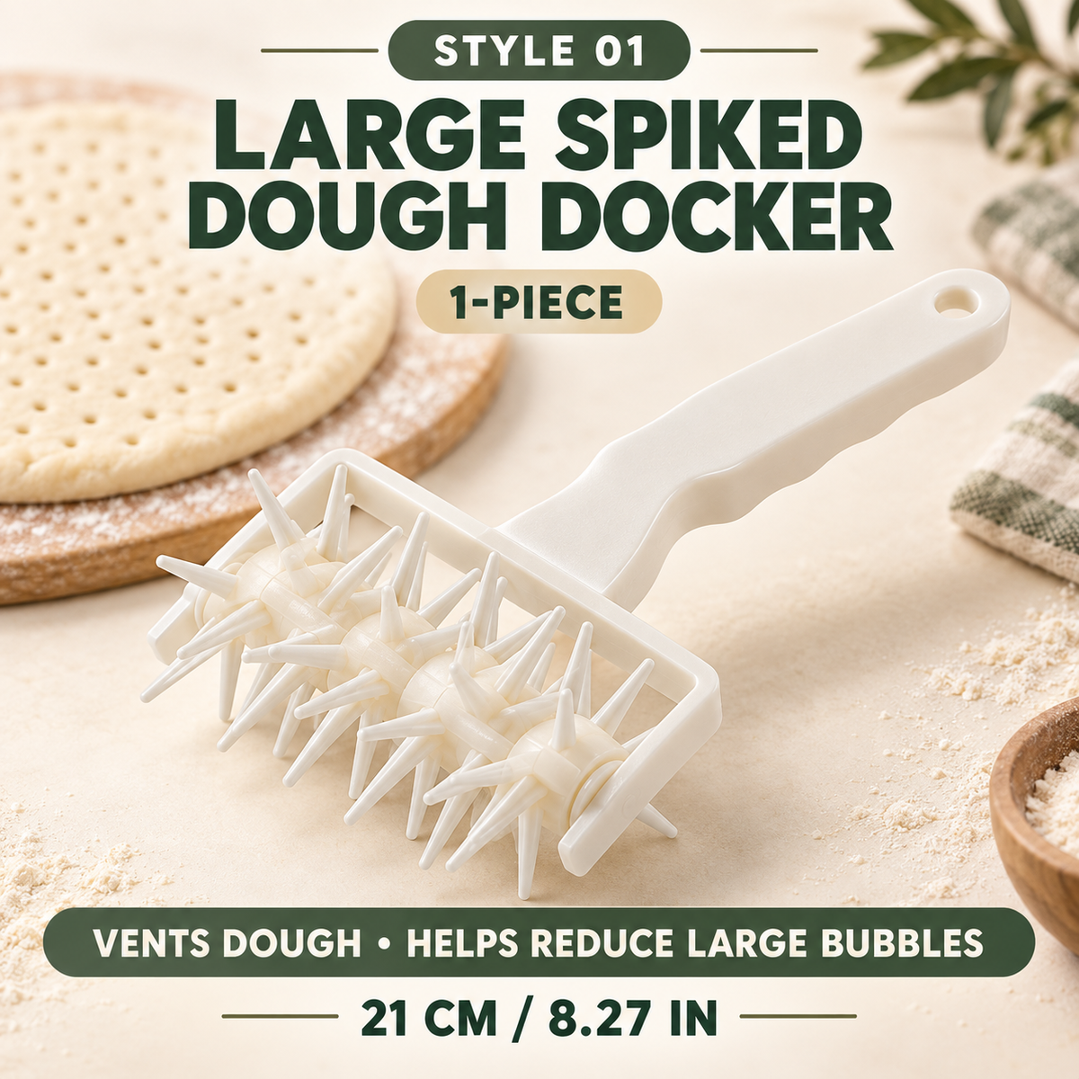 🍕Large Dough Docker & Multi-Wheel Cutter – Faster Pizza & Pastry Prep🍜